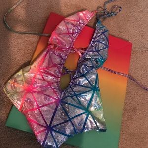 Little black diamond holographic bodysuit